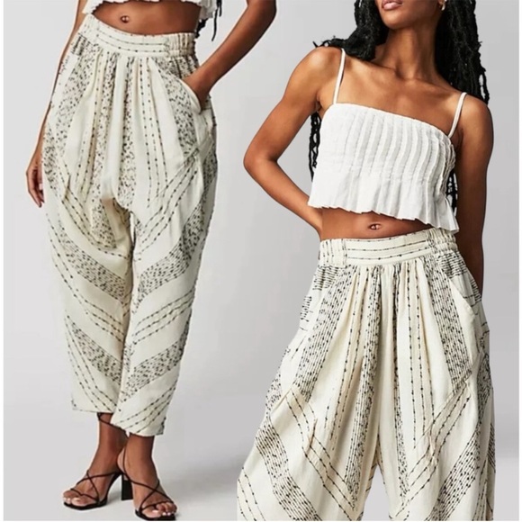 Free People Pants - Free People Once Upon Yarn Dye Harem Pants in light pink S Boho Beach Barrel